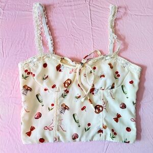 NWOT Cream Lace-Trimmed Women's Crop Tank Top